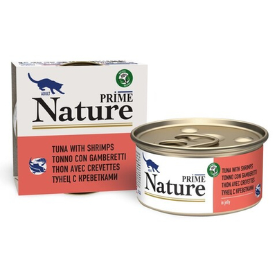 Prime Nature 85 г - консервы для кошек с тунцом и креветками (желе)