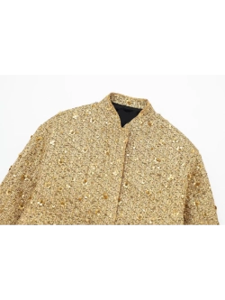 Куртка бомбер золотистая