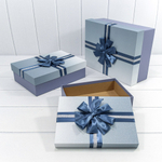 Коробка 33.5х25х11.5 см Набор 3 шт "Градиент" с бантом (Синий)