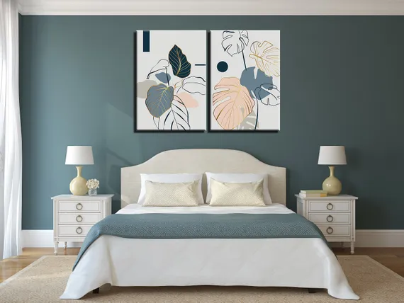 Модульная картина "Абстрактные листья"