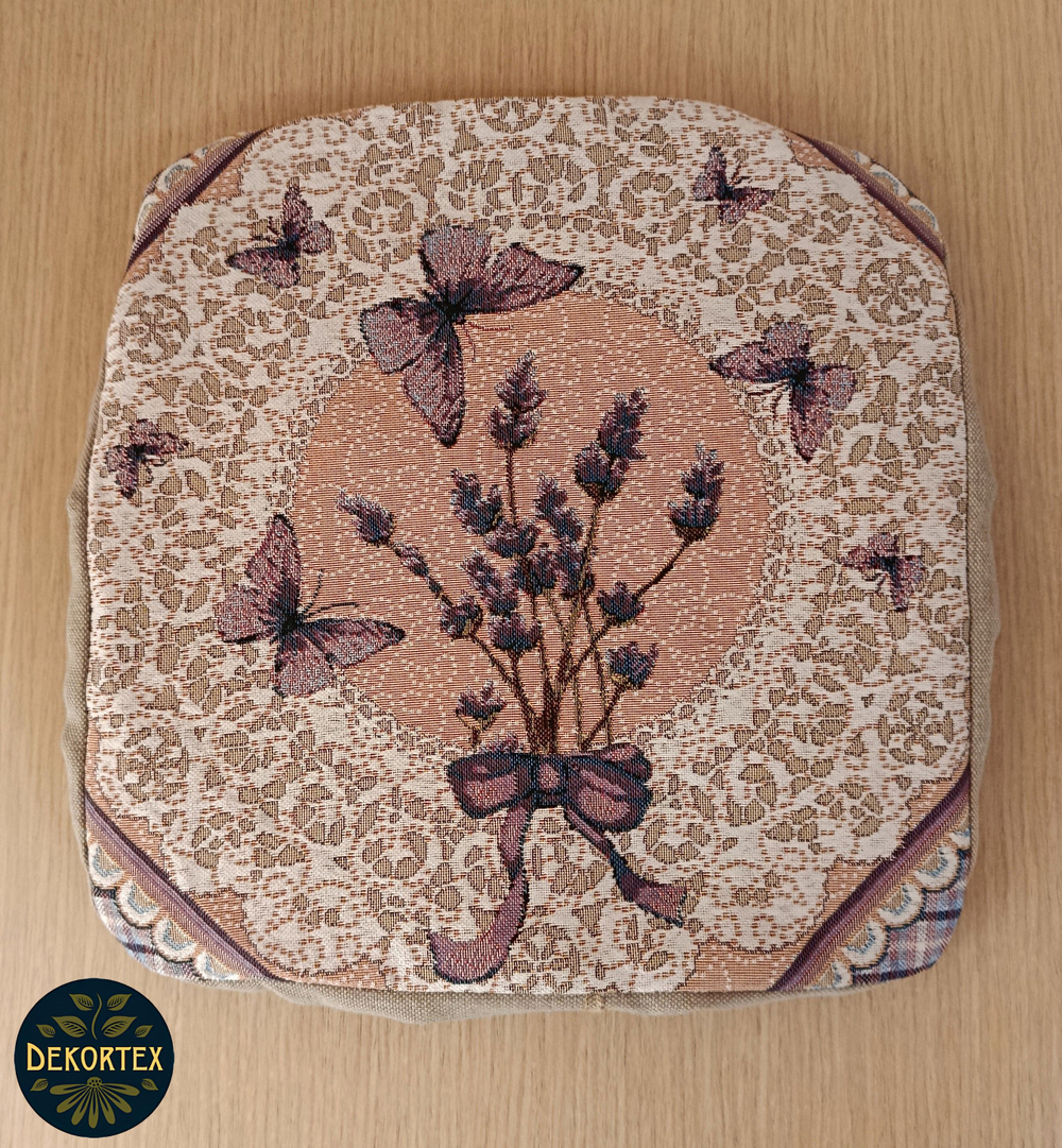 Набор чехлов на табурет из гобелена Лаванда и кружево (33х33 см) - 2шт