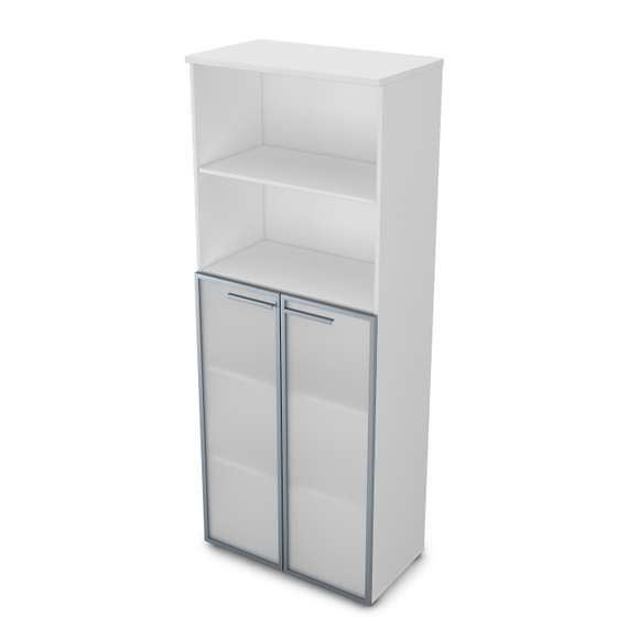 9ШД.005.15 Шкаф высокий со стеклом и открытой полкой (800*450*2045)