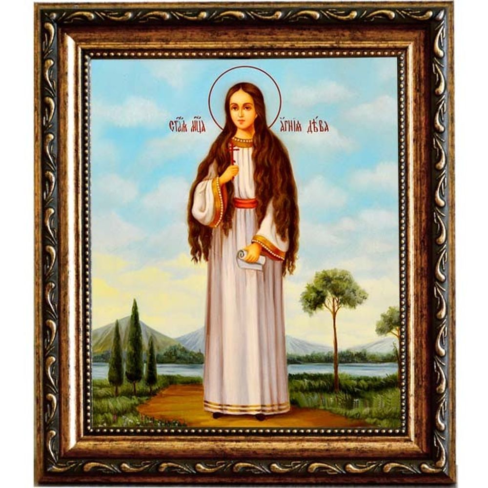 Анна (Агния) Римская, дева, мученица. Икона на холсте.