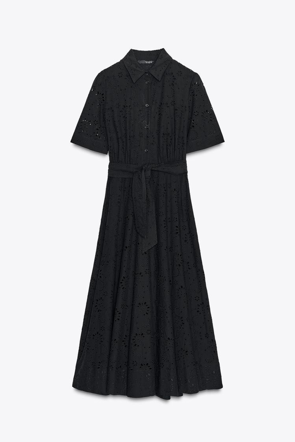 ZARA ПЛАТЬЕ-РУБАШКА С ВЫШИВКОЙ — ZW COLLECTION, ЧЕРНЫЙ