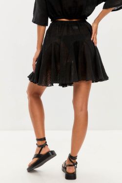 Юбка мини из хлопка stone wash черного цвета