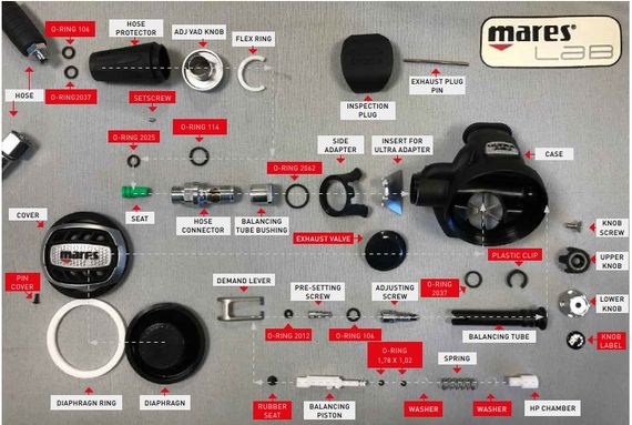 Сервисный набор для 2-ой ступени Mares ADJ Dual, Epic, Atlas, Ultra, HR регулируемые сбалансированные