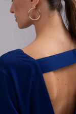 Длинное свободное платье с красивой спинкой (Размер: XL) (Цвет: синий)