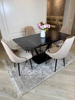 Кухонный раздвижной стол "Леон" Черный мрамор и стулья "Сорренто" 4 шт