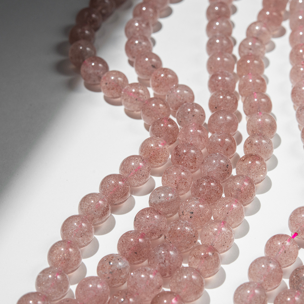 Клубничный кварц натуральный, бусины в форме шара 10,3мм