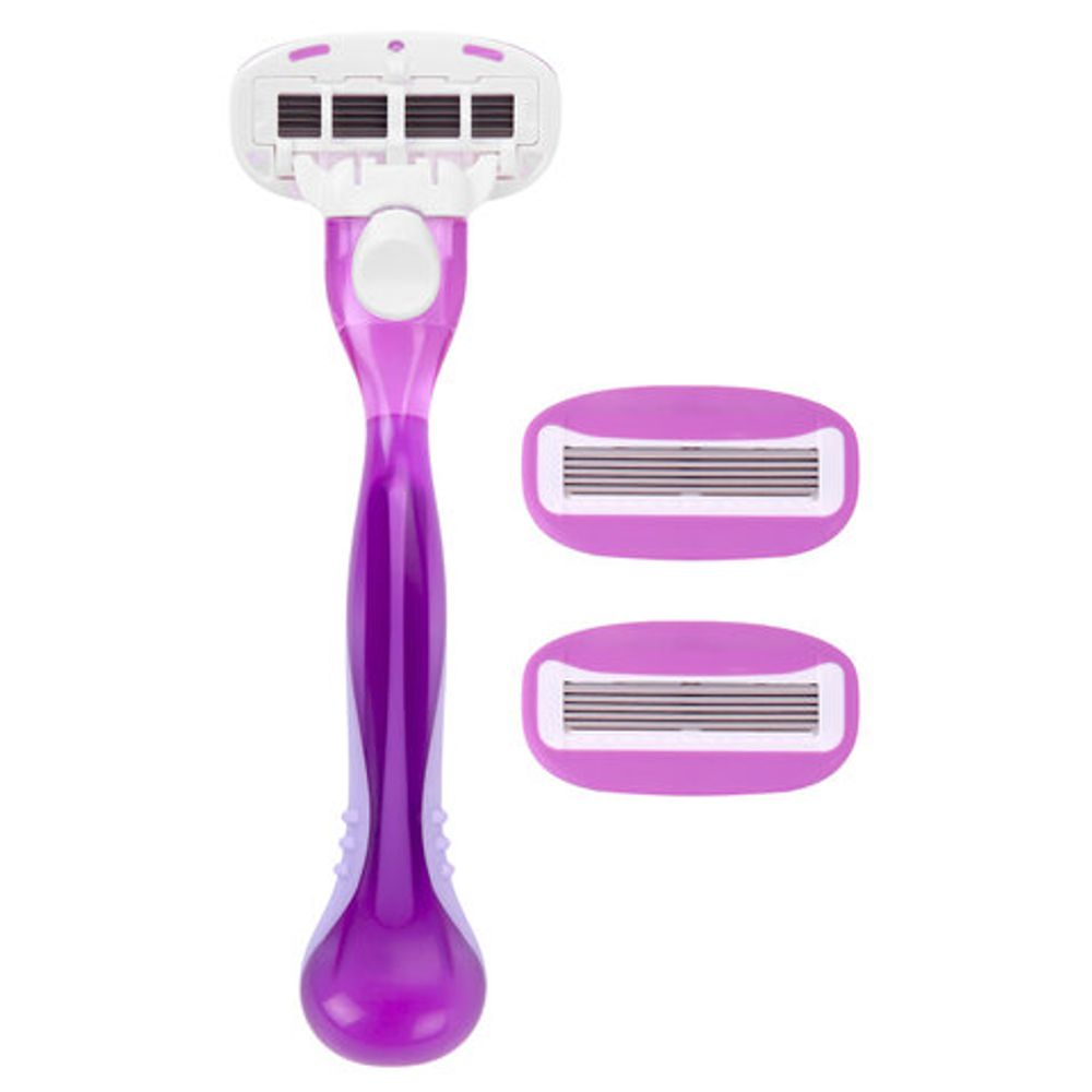 Бритвенный станок многоразовый женский, 5 лезвий, 2 кассеты, плавающая головка, X-ONE (ИКС-УАН), 700020