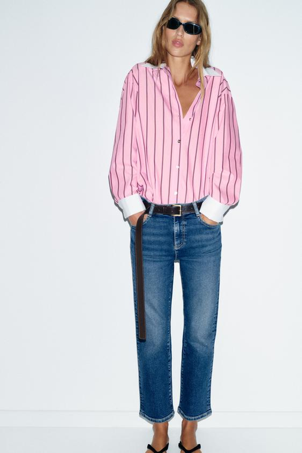 ZARA ДЖИНСЫ Z1975 MINI FLARE С ВЫСОКОЙ ПОСАДКОЙ, СИНИЙ