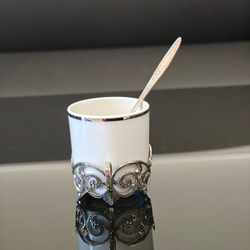 Кофейный набор чашка "Витая" с ложечкой из мельхиора ( нейзильбер)