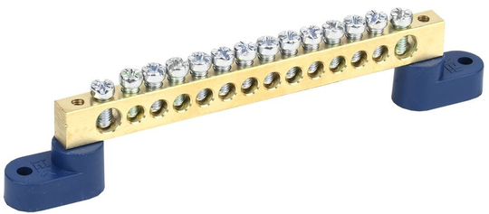 Шина N "ноль" на двух угловых изоляторах ШНИ-8х12-14-У2-С IEK