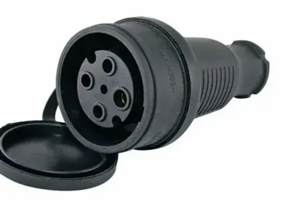 Разъем переносной с заглушкой каучук 3Р+РЕ 32А 380В IP44 SQ0612-0007