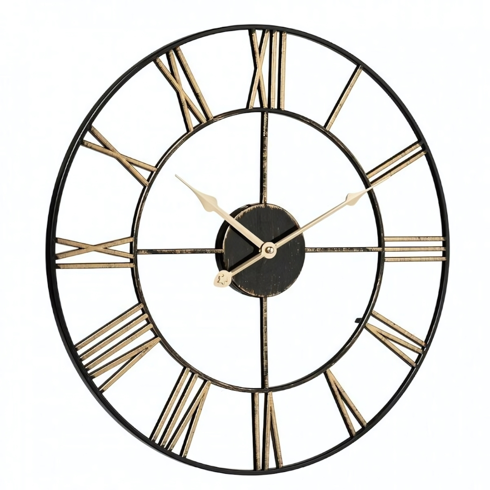 4848-001 Часы настенные круг d=45,5см, открытая стрелка, корпус чёрный с бронзой "Классика"