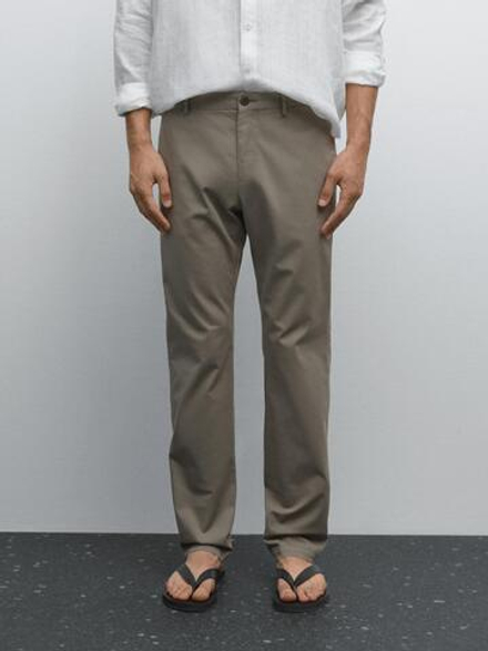 Massimo Dutti Облегающие текстурированные брюки, бледно-зеленый