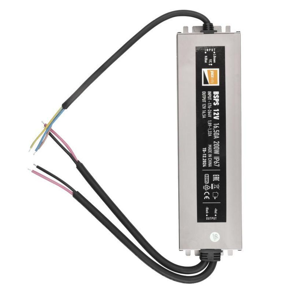 Блок питания для светодиодной ленты 200Вт 16.5А 12В IP67 BSPS влагозащ. метал. JazzWay 1016348A Блок питания для светодиодной ленты 200Вт 16.5А 12В IP67 BSPS влагозащ. метал. JazzWay 1016348A