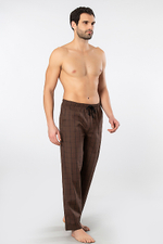 Брюки домашние мужские коричневый крупная клетка