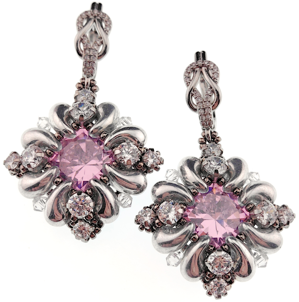 Набор для создания серег Барокко с фианитами, цвет на выбор