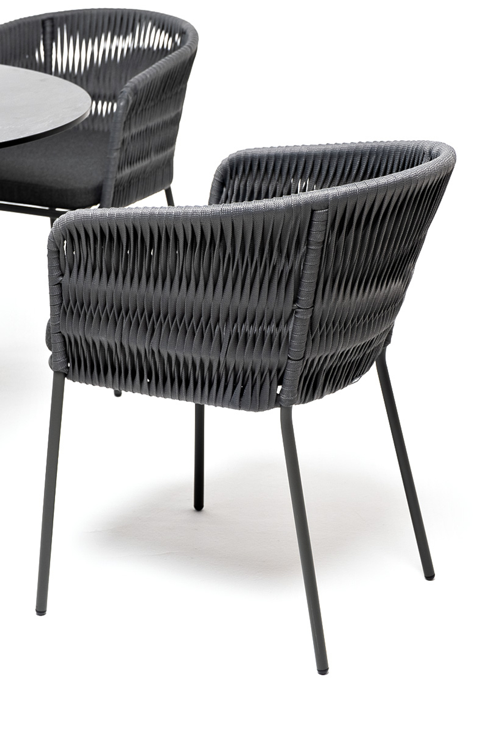 "Диего" обеденная группа на 4 персоны со стульями "Бордо" плетения колос, столешница "серый гранит"