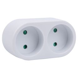 S-ES2-16O WHITE Разветвитель сетевой. б-з. 2 гнезда. 16А. 3500Вт. Белый. ТМ Uniel