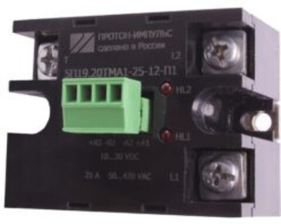Реле твердотельное 5П19.20ТМА1-25-12-П1 (Аналог Реле твердотельное SOB962060 2х25А/400V)