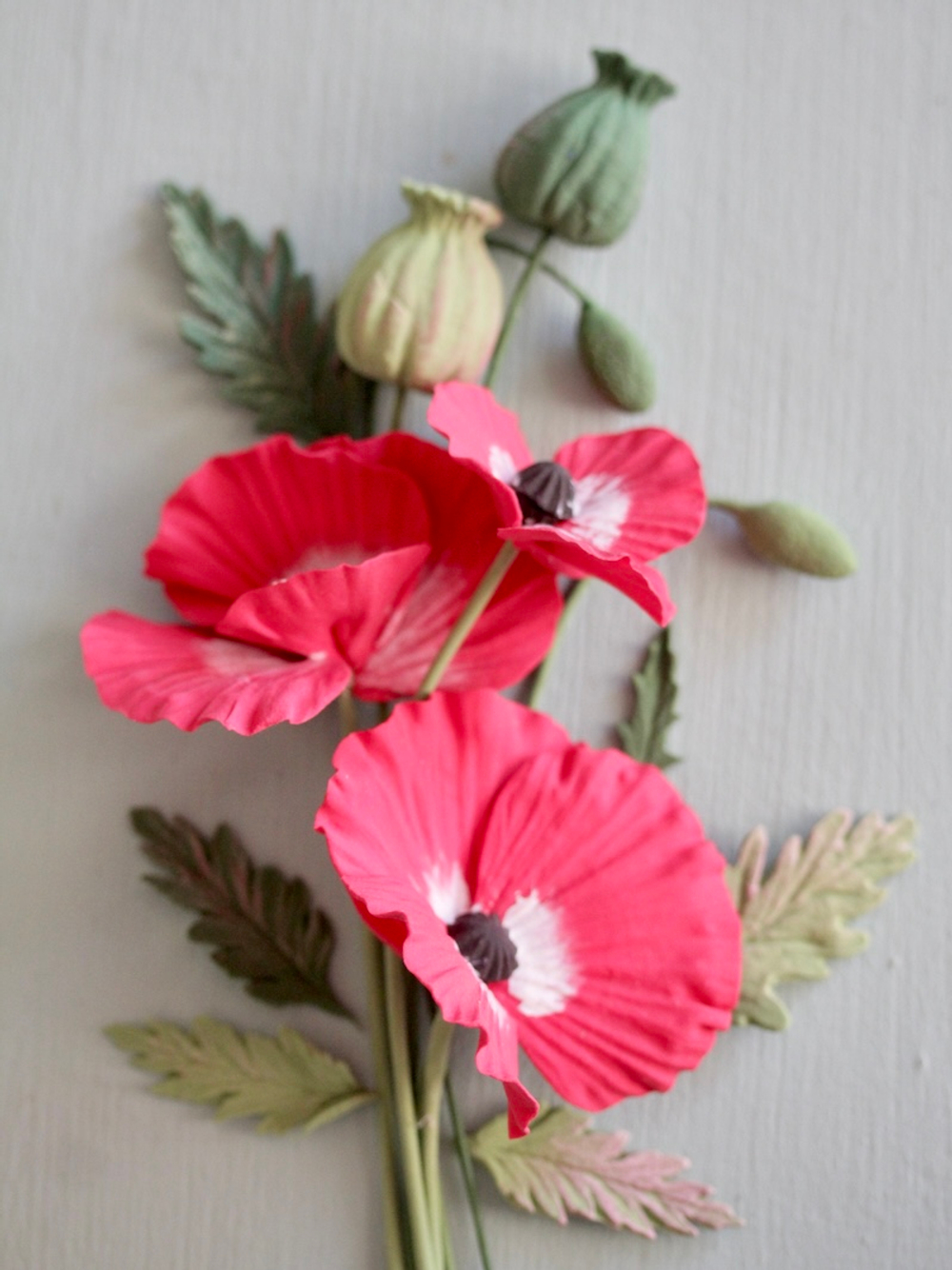 Силиконовый молд "Цветки, листья, коробочкии бутоны мака".