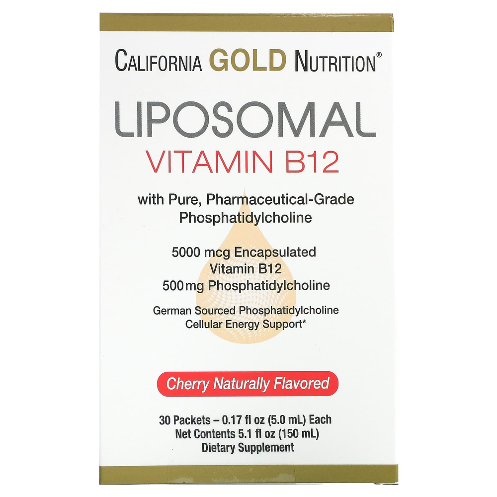 California Gold Nutrition, Липосомальный витамин B12, 30 пакетиков по 5 мл (0,17 жидк. унции)
