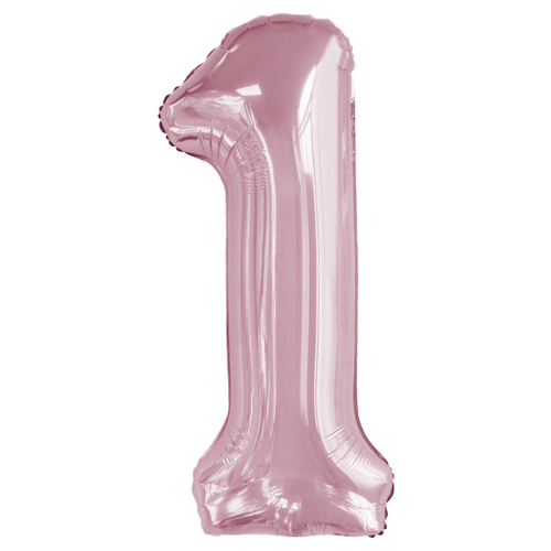 Шар (34''/86 см) Цифра, 1 Slim, Светло-розовый, 1 шт. в уп.