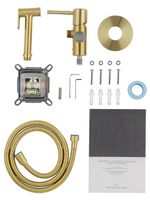 Смеситель с гигиеническим душем встраиваемый WONZON & WOGHAND TOR, Брашированное золото (WW-88829073-BG)