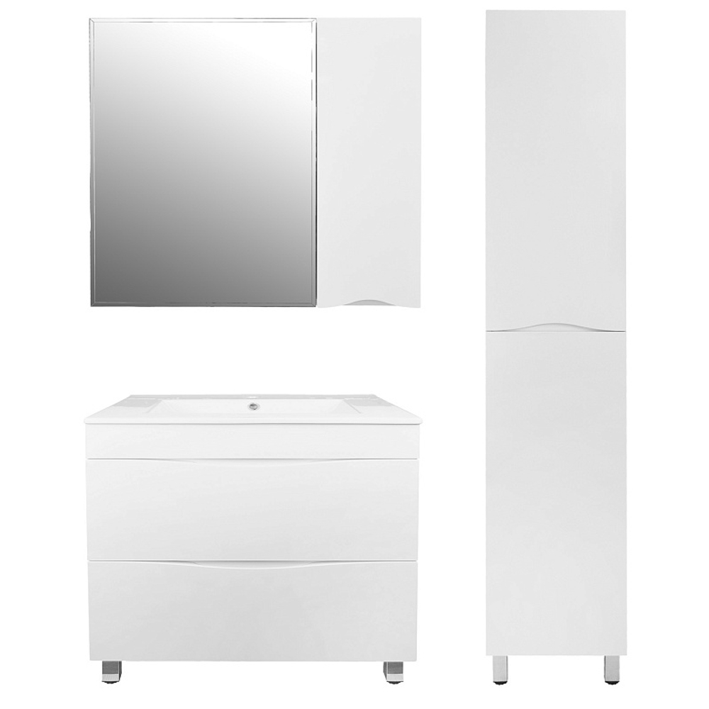 Комплект Тумба Loranto Santorini 60 610х460х810 напольная, с раковиной Leon, Белый Глянец (CS00086972)