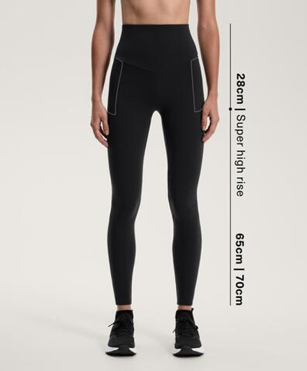 OYSHO Легинсы Comfortlux с высокой посадкой, длиной до щиколотки 65 см, с карманами, черный