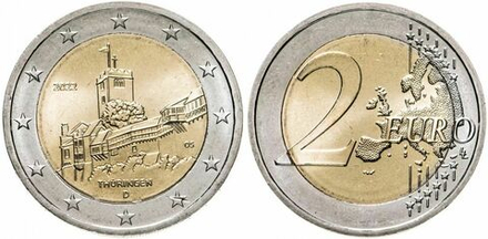 Германия 2 евро, 2022 Федеральные земли Германии - Тюрингия XF