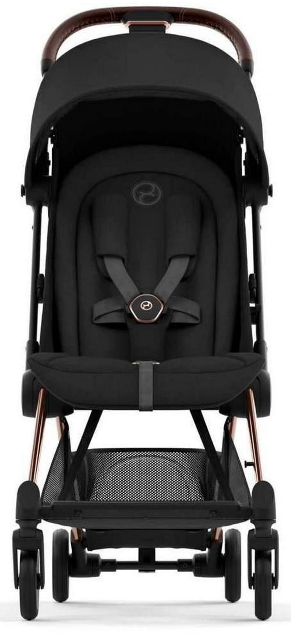 Коляска Cybex Coya Rosegold Frame Cloud T i-Size Mirage Grey Plus Sepia Black с дождевиком и бампером