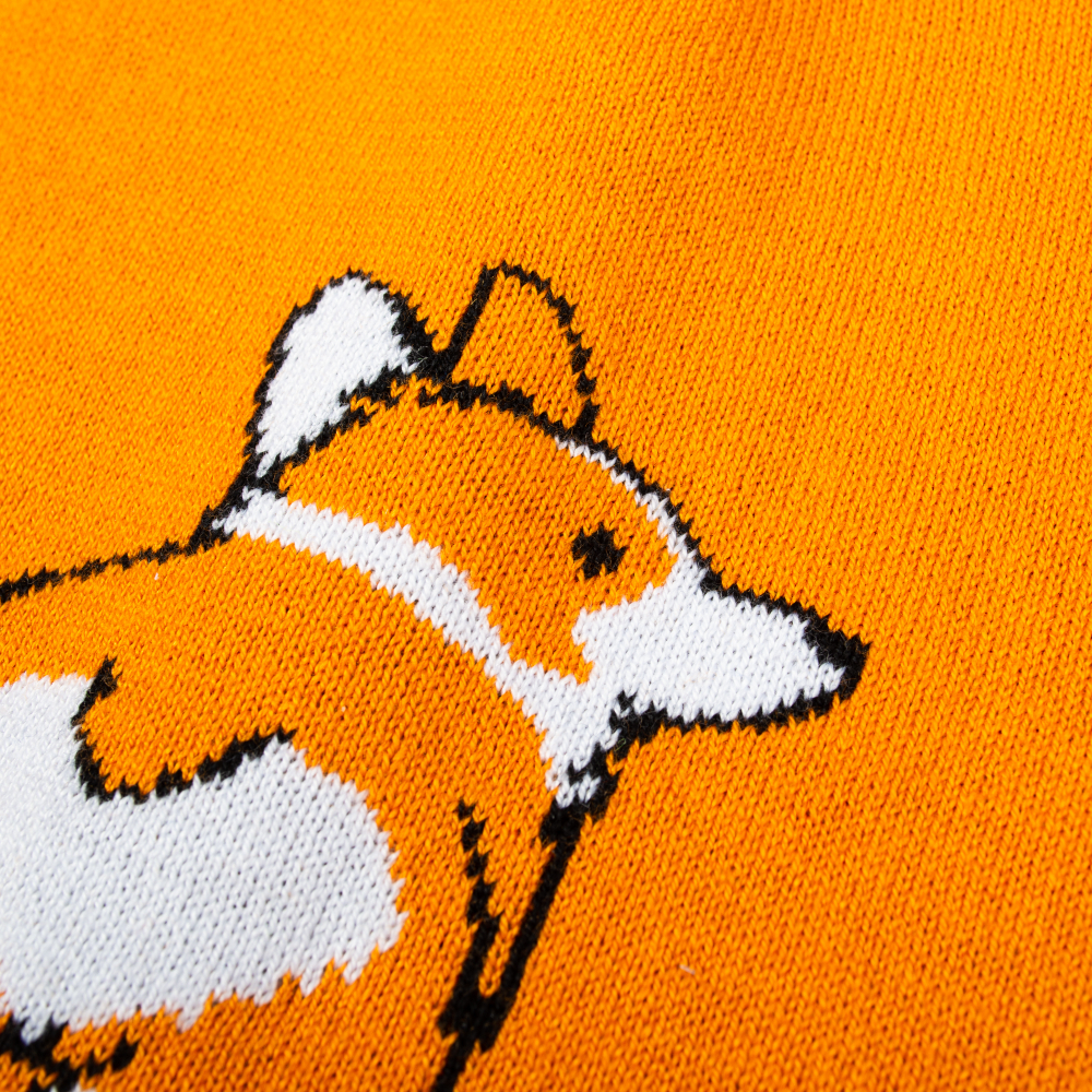 Шапка с помпоном "Корги", на подкладе