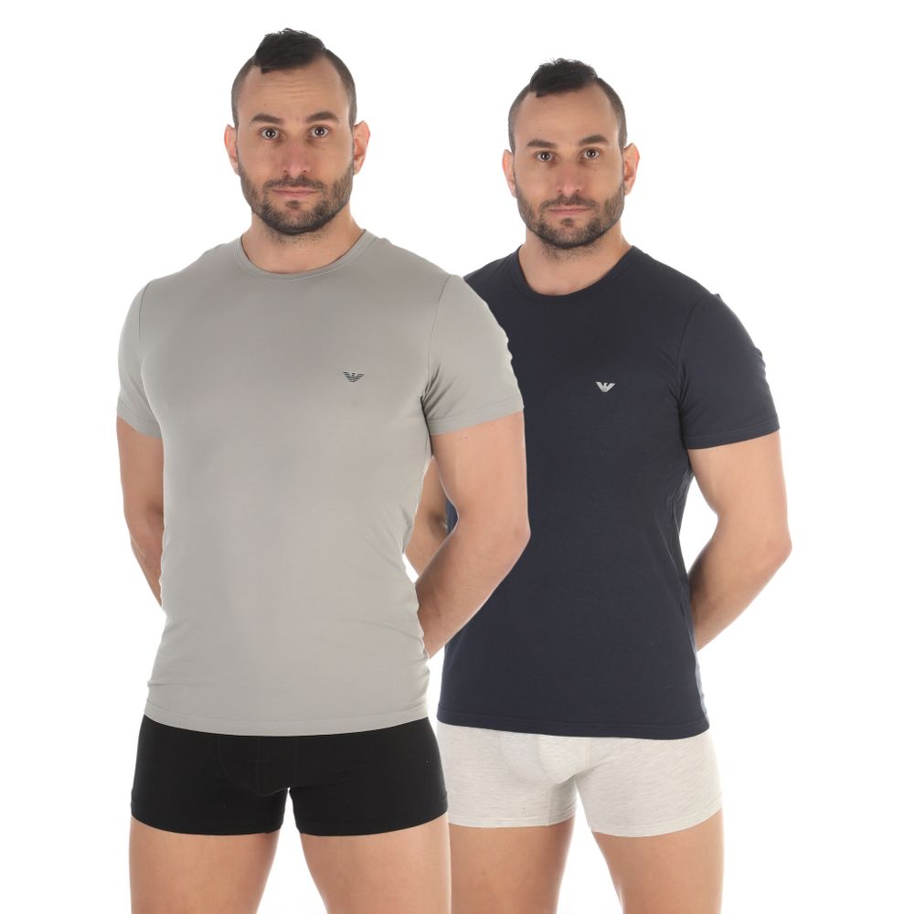Набор мужских футболок 2в1 (серый, темно-синий) Emporio Armani 111267_CC717 13742