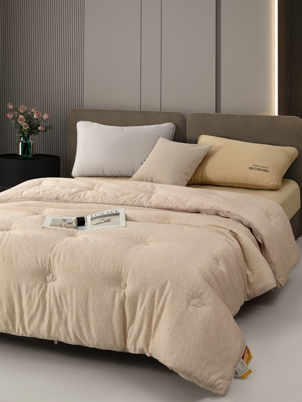 Одеяло-покрывало стёганое «Уютный акцент», цв. кремовый, 200*230 см