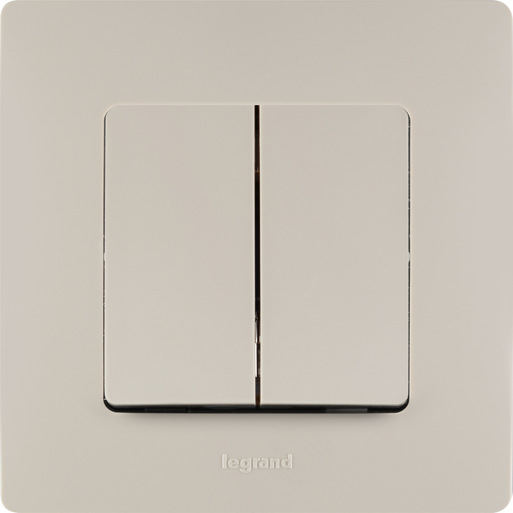 Выключатель 2х-клавишный 10А 250В слоновая кость ETIKA Legrand