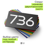 Номер на дверь 736, табличка на дверь для офиса, квартиры, кабинета, аудитории, склада, черная 120х70 мм, Айдентика Технолоджи