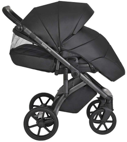 Детская коляска Roan Bass Next Кожа 3 в 1 с автокреслом Tutis Elo Lux EduSky Grey RN088/1 Black/Black