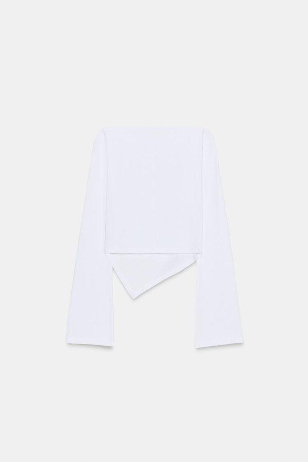 ZARA ФУТБОЛКА С АСИММЕТРИЧНЫМ ВЫРЕЗОМ ЛОДОЧКОЙ, БЕЛЫЙ