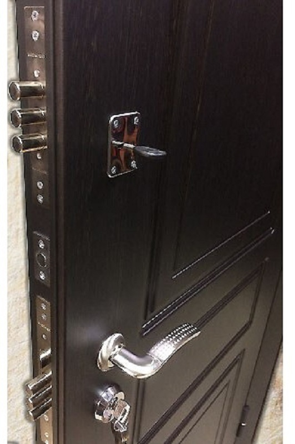 Входная металлическая дверь с зеркалом  (RеX) РЕКС 6 Лондон Венге / Пастораль Силк сноу