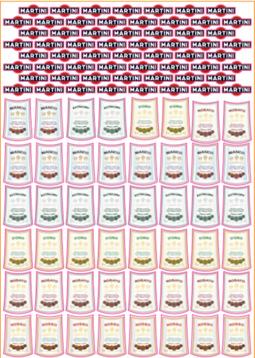 Вырубные наклейки Мартини (Лист А4)