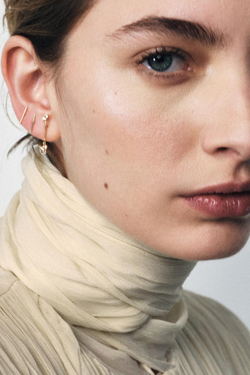 ZARA НАБОР МИНИМАЛИСТИЧНЫХ СЕРЕГ СО СТРАЗАМИ, ЗОЛОТИСТЫЙ