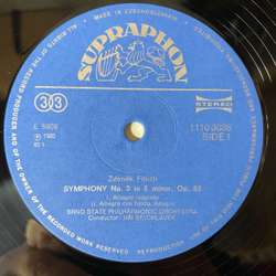 Винтажная виниловая пластинка LP Zdenek Fibich Зденек Фибих, Brno State Philharmonic Orchestra, Jiri Belohlavek Симфония Symphony No.3 (Чехословакия 1985)