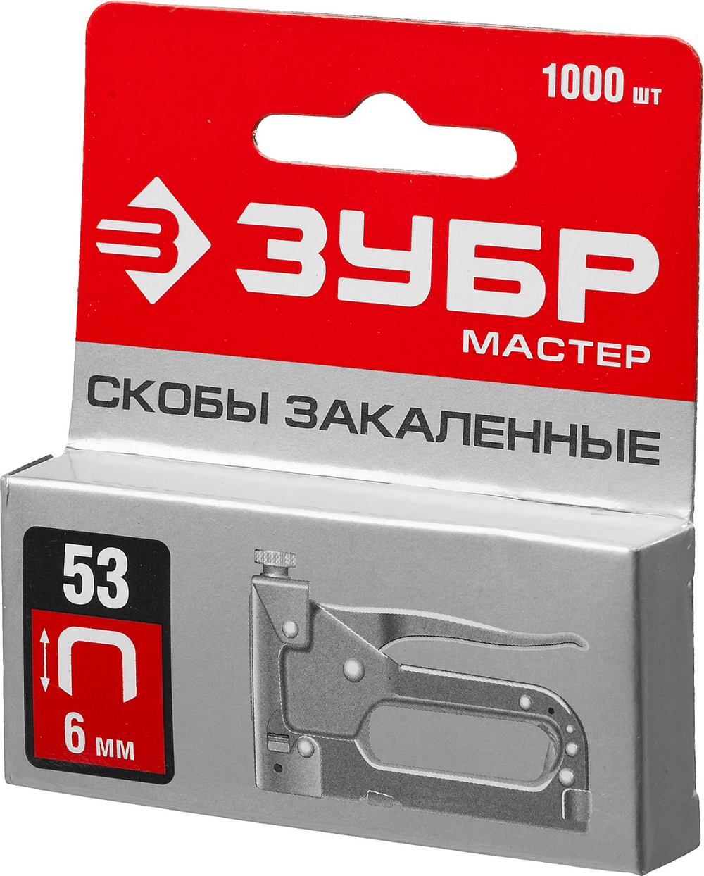ЗУБР скобы тип 53 (A/10/JT21), 6 мм, калибр 23GA. 1000 шт (31625-06)
