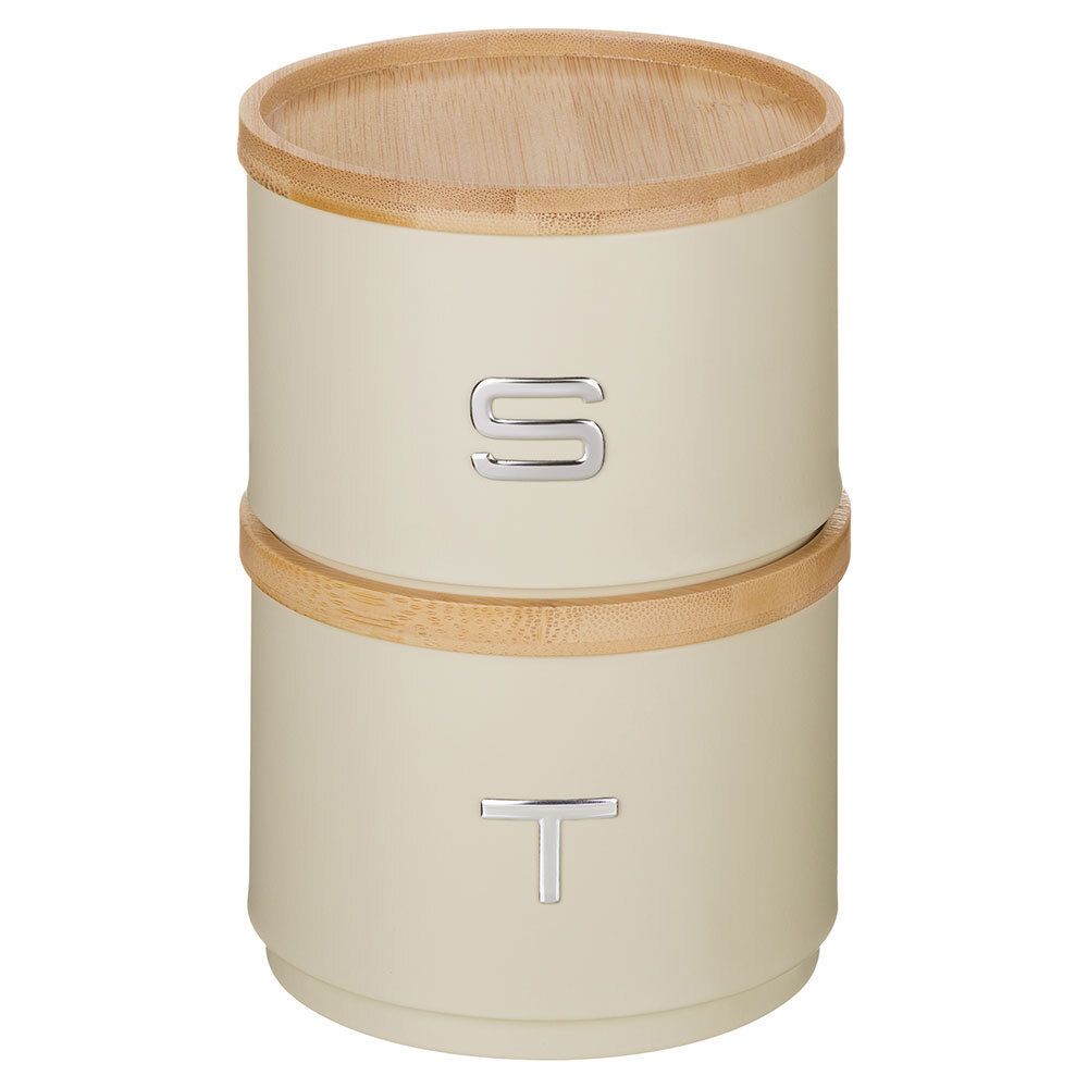 НАБОР БАНОК AGNESS ДЛЯ СЫПУЧИХ, 11Х16 СМ, ШТАБЕЛИРУЕМЫЕ, ЦВЕТ: IVORY