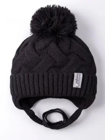 Шапка вязаная демисезонная на завязках для детей