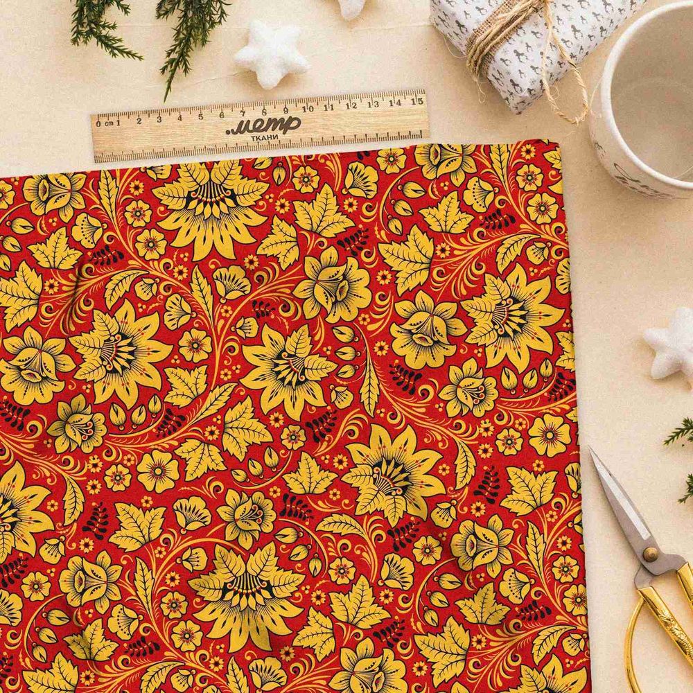 Ткань блэкаут царская хохлома