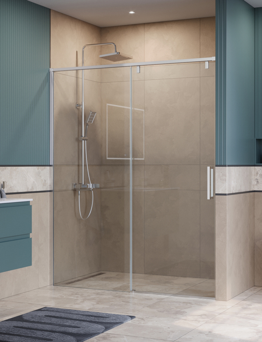 Душевая дверь шириной 160см BelBagno SOFT_CLOSE-1-BF-1-160-C-Cr профиль хром, стекло прозрачное